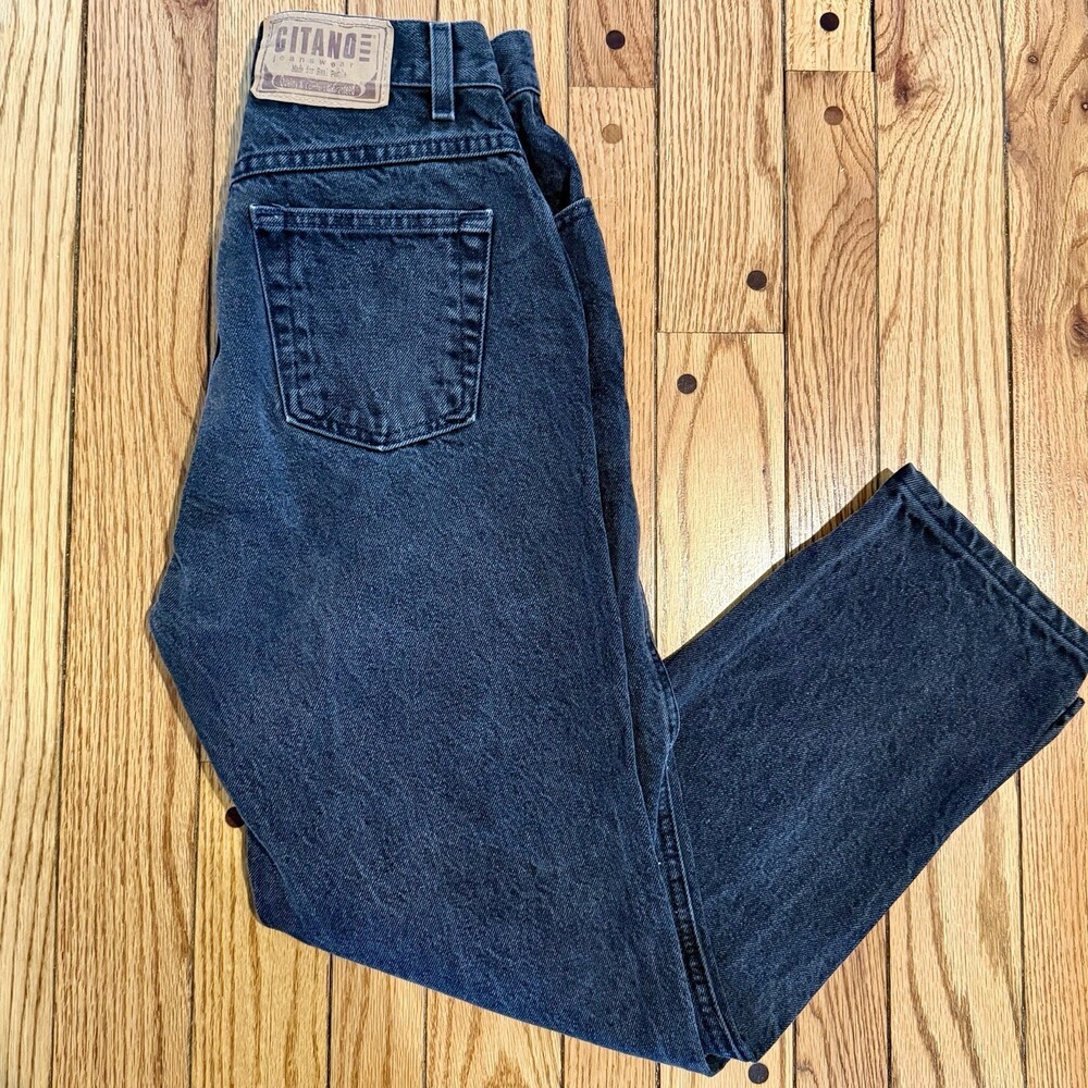 Vintage Gitano Jeans Womens 10 Petite Black High Rise Mom Straight 26x27
